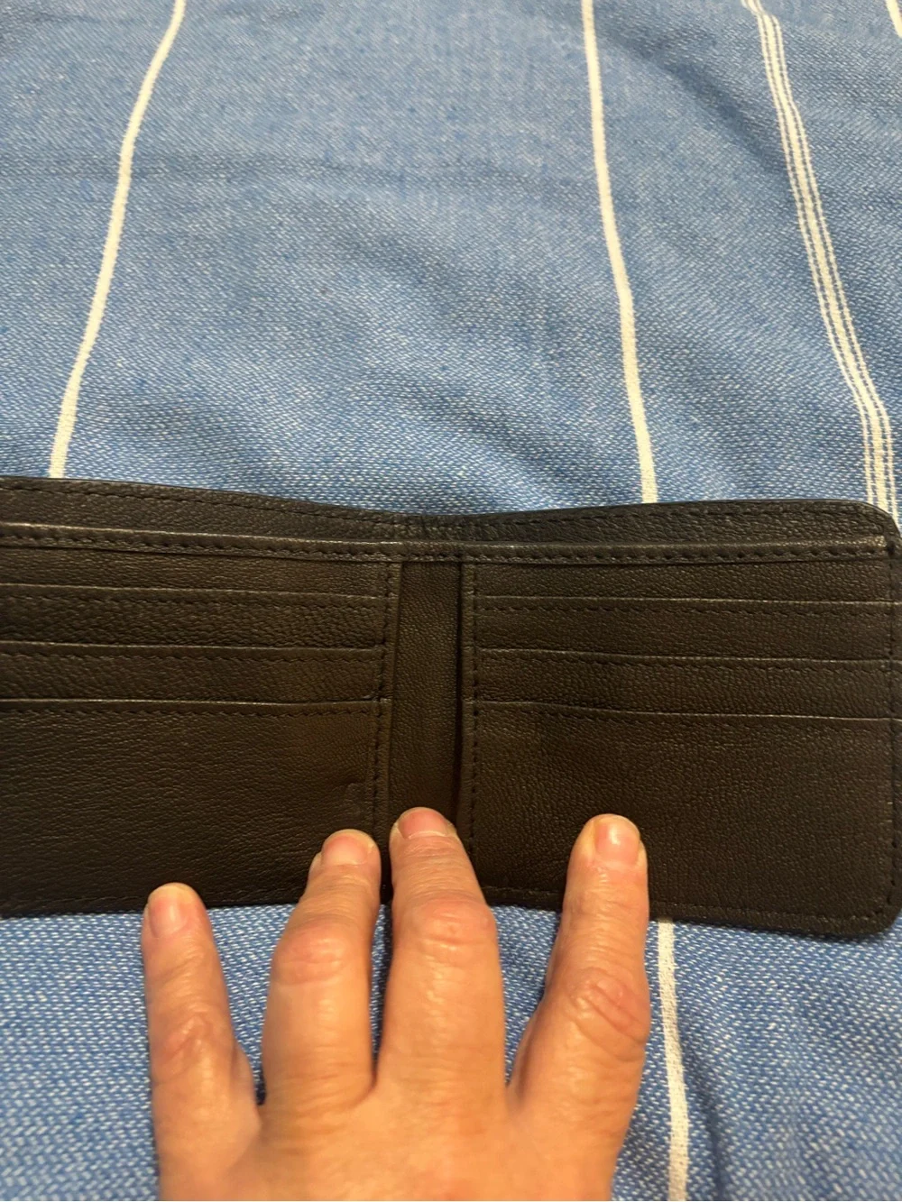 Embossed Black Leather Money Clip Wallet for Men